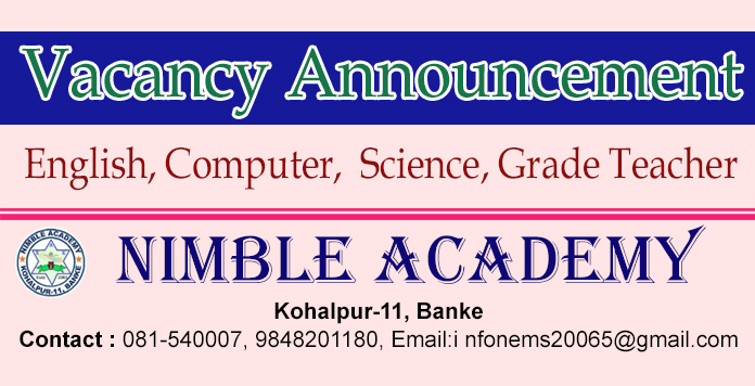 Vacancy Announcement for Teacher by Nimble Academy